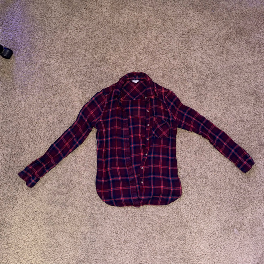 Aeropostale Red and Blue Plaid Button Down Shirt